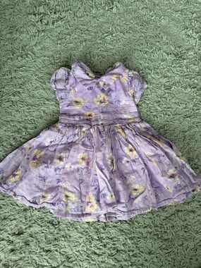Monsoon - Lilac Floral Girls' Dress - Purple and Yellow Flower Print